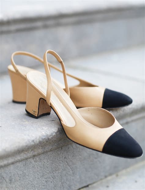 chanel black slingback pumps|Chanel slingbacks shoes.